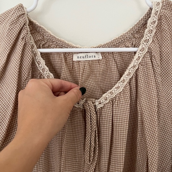 Neuflora gingham cotton blouse - Picture 2 of 2